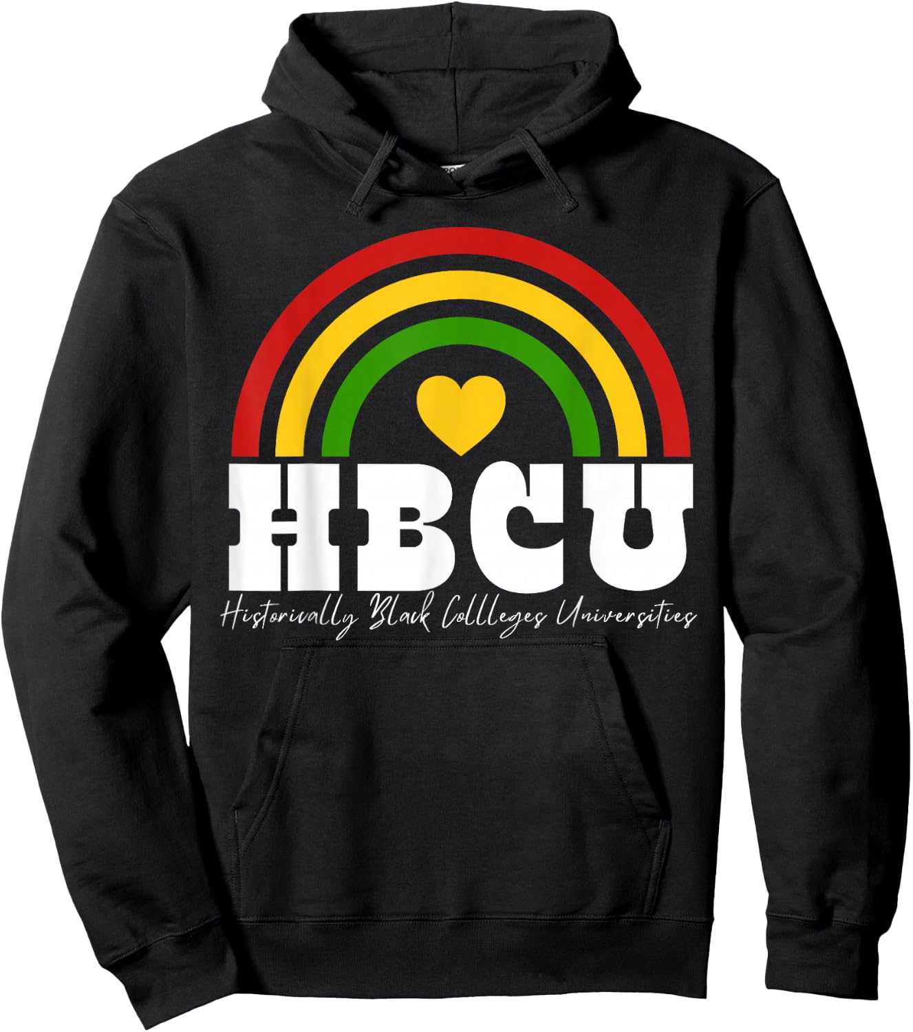 HBCU Apparel Rainbow Heart African American Art Design Hoodie - Hoodie | Black