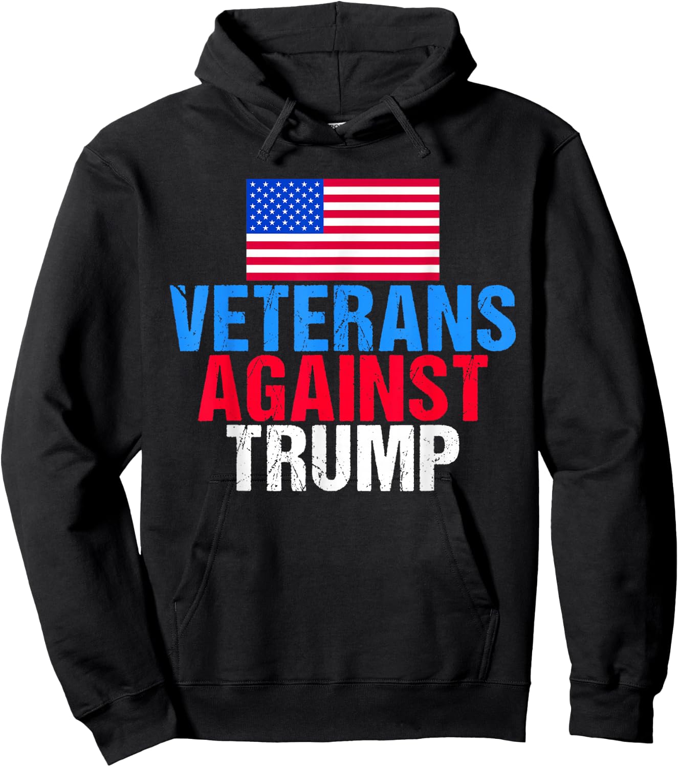 Veterans Against Trump American Flag Vintage Patriot Saying Hoodie - Hoodie | Black