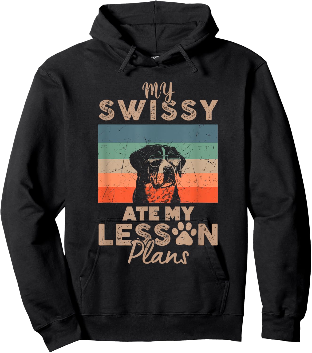 My Swissy Ate My Lesson Plans Funny Teacher Gifts Dog Lover Hoodie - Hoodie | Black