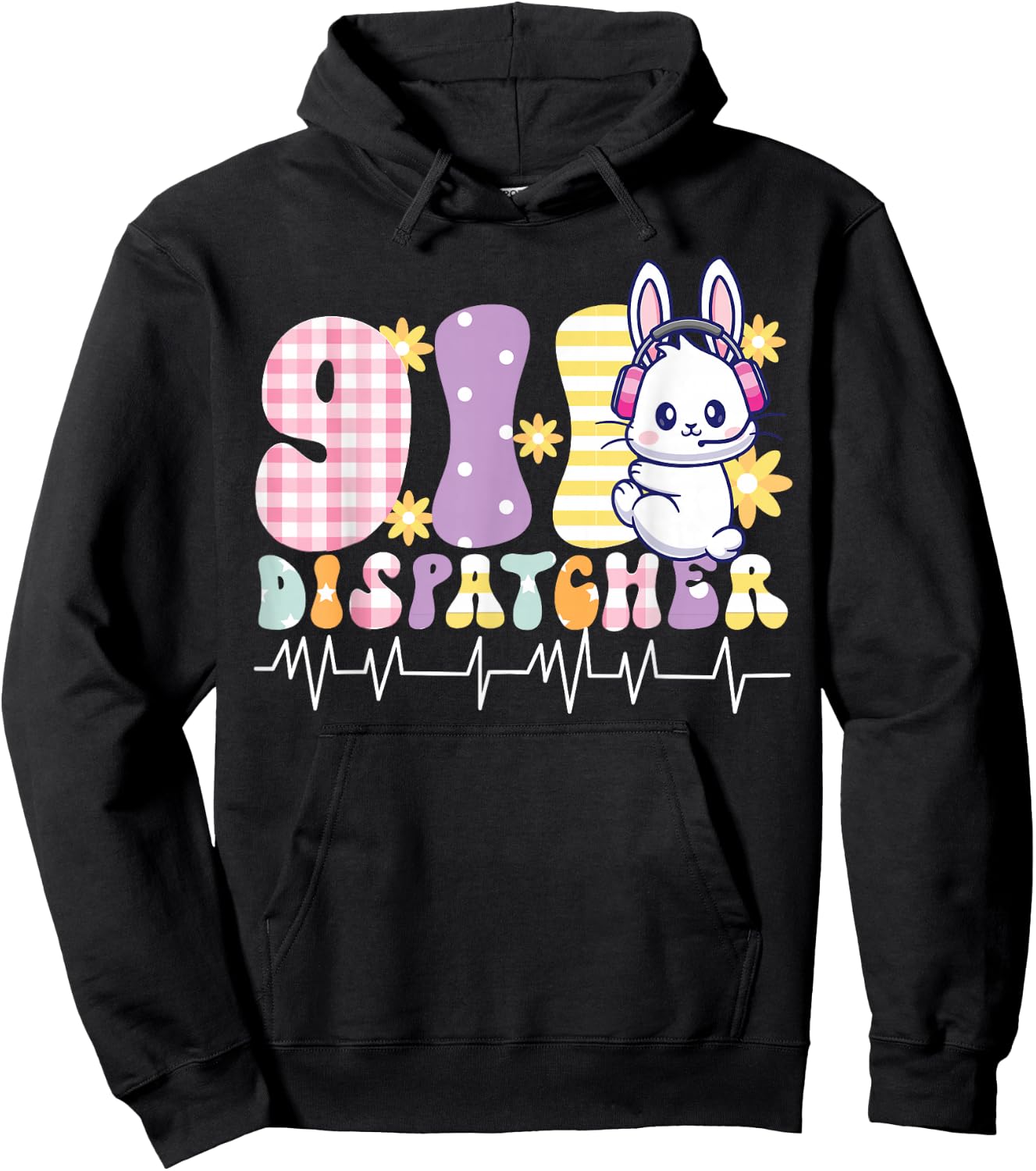 911 Dispatcher Thin Gold Yellow Line Easter 911 Dispatcher Hoodie - Hoodie | Black
