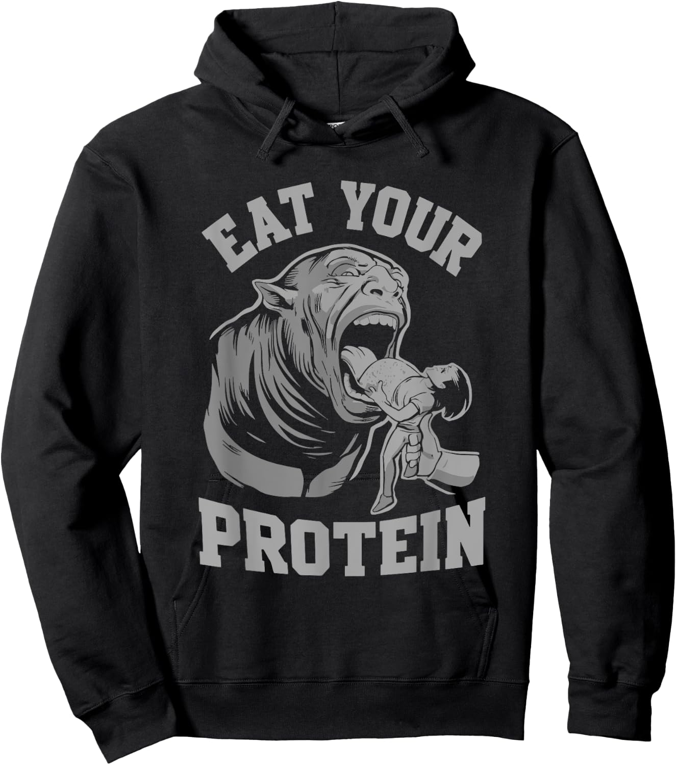 Funny Eat Your Protein Bodybuilding Workout Gym Weightlifter Hoodie - Hoodie | Black