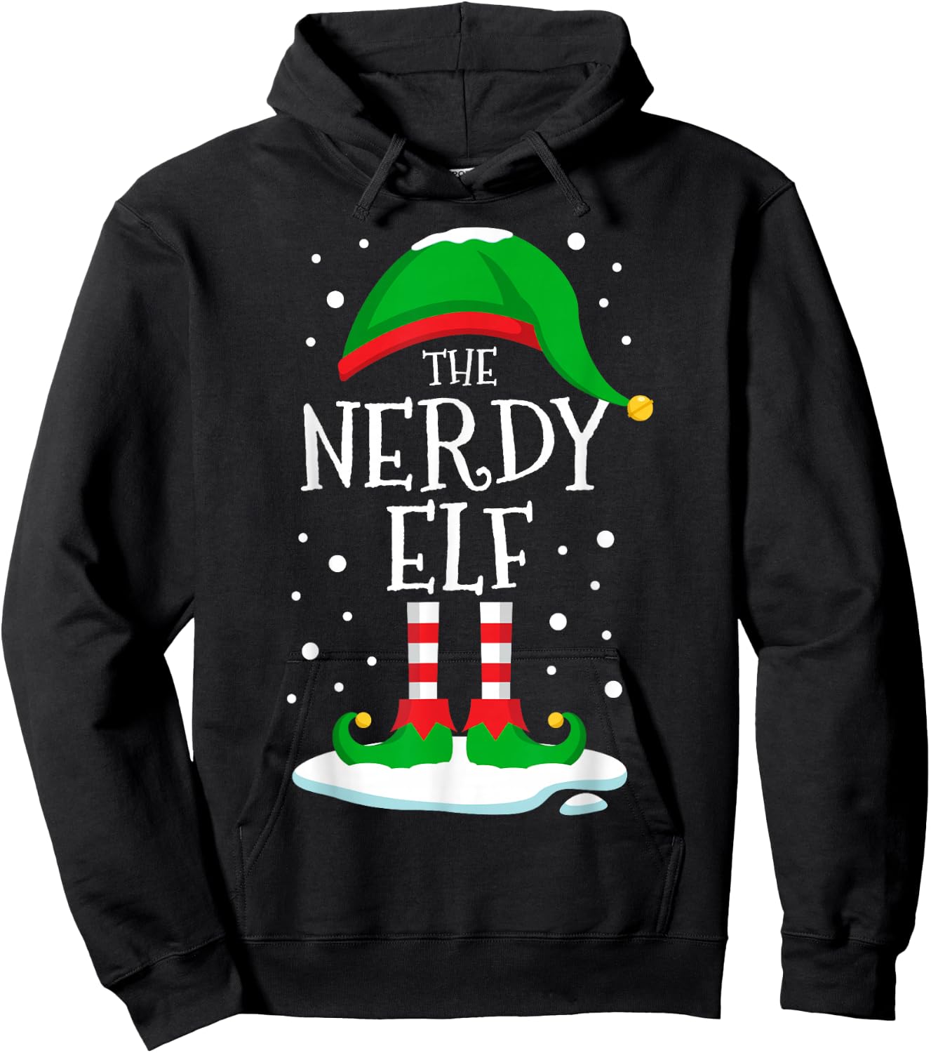 The Nerdy Elf Christmas Family Matching Xmas Group Funny Hoodie - Hoodie | Black