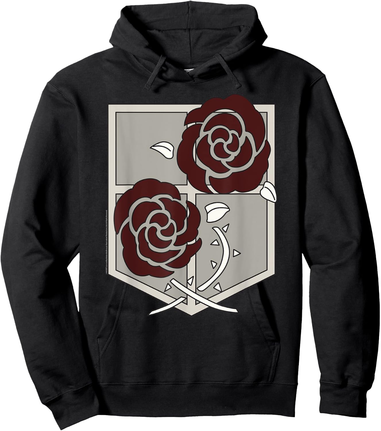 Attack on Titans Garrison Shield with Roses AOT Anime Hoodie - Hoodie | Black