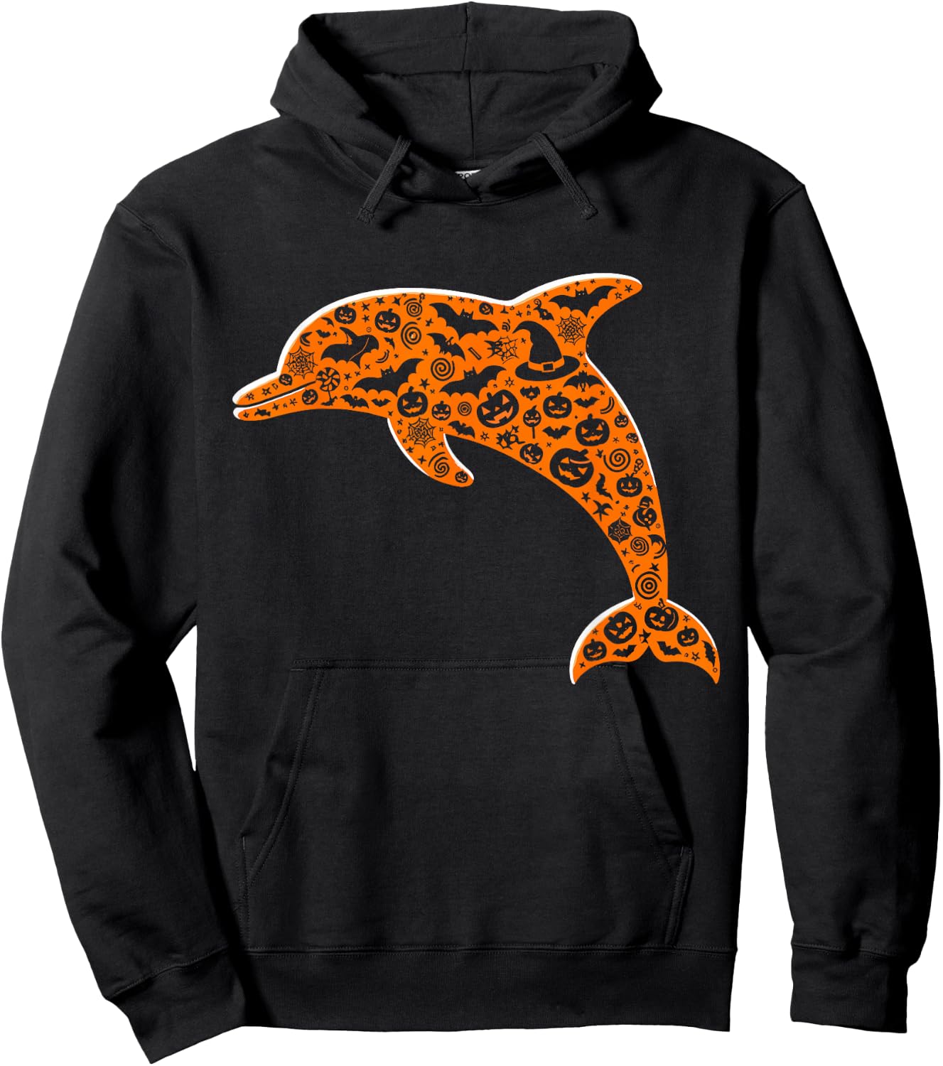 Funny Pumpkin Dolphin Candy Halloween Kids Hoodie - Hoodie | Black