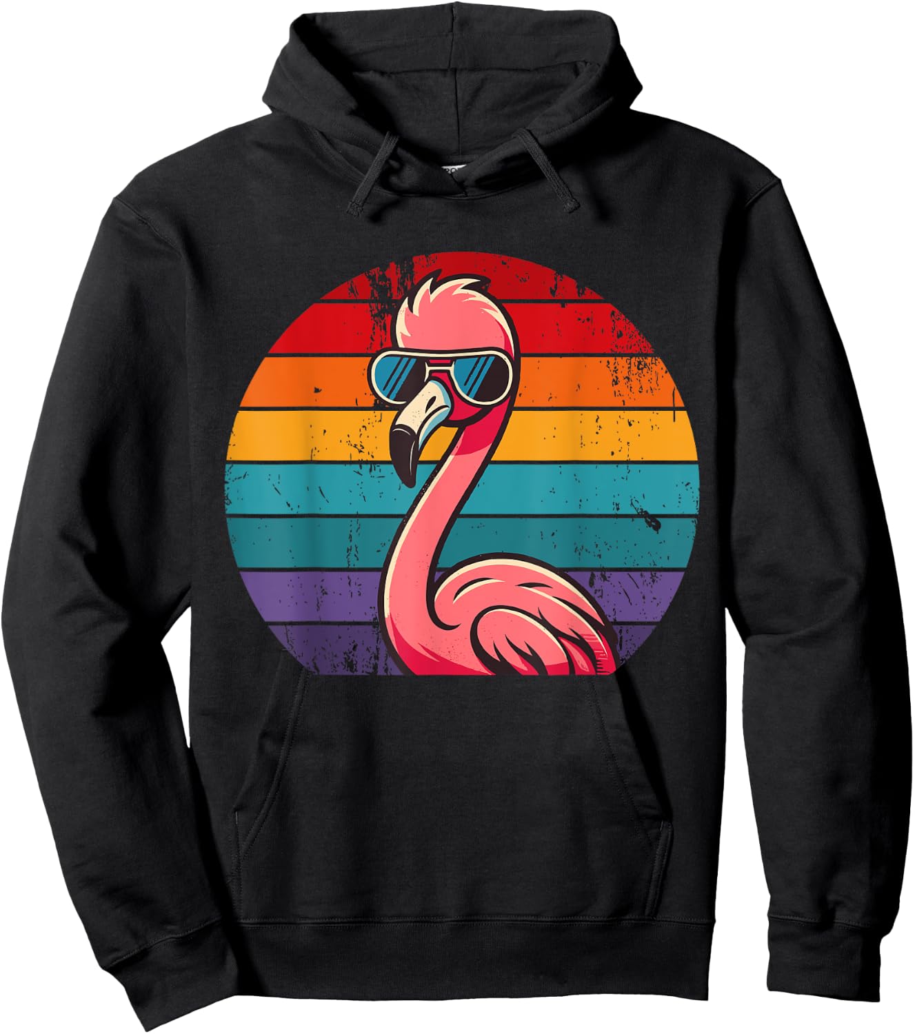 Pink Flamingo in Sunglasses Men Women Kids Funny Flamingo Hoodie - Hoodie | Black