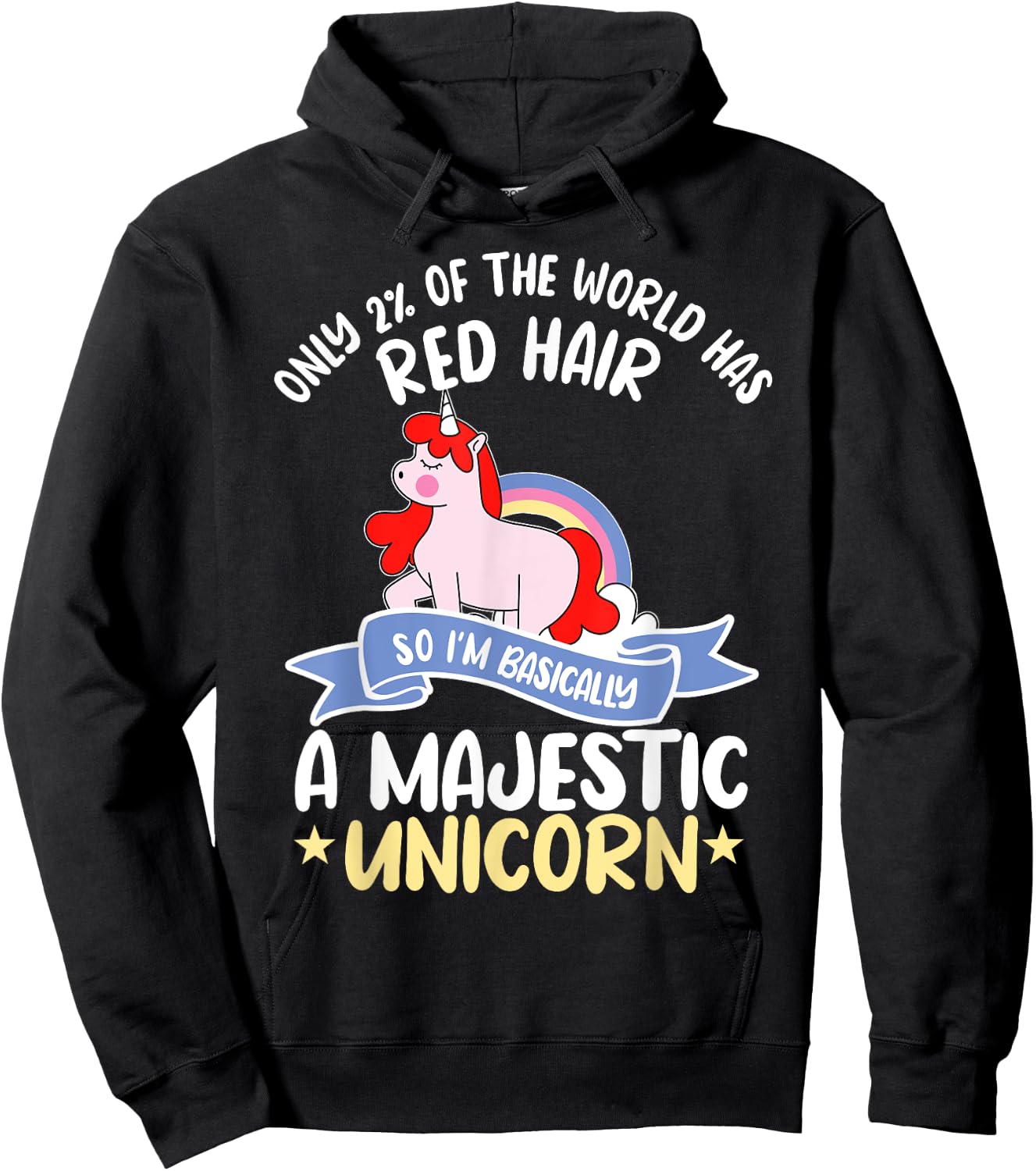 Only 2% Of The World Has Red Hair Unicorn Ginger Redhead Hoodie - Hoodie | Black
