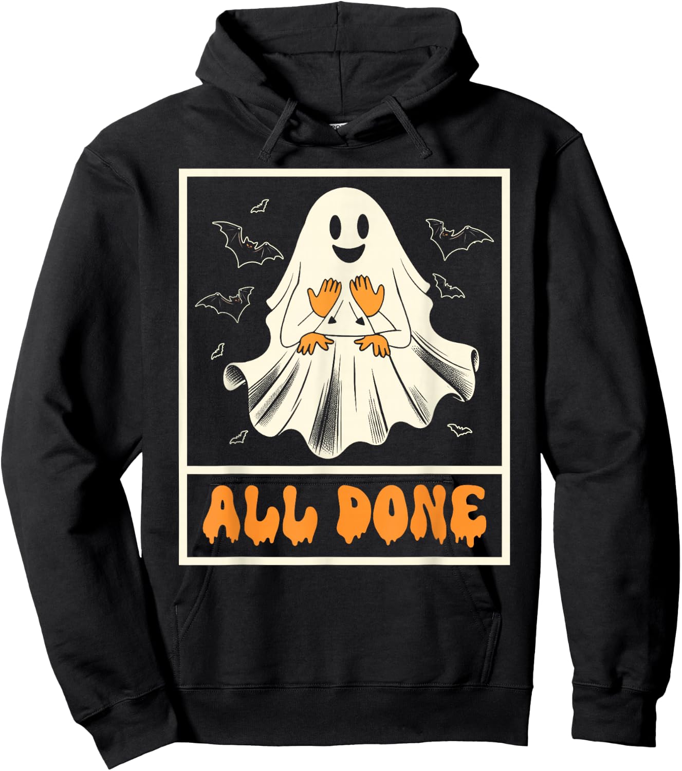 Halloween Vibes Spooky American Sign Language ASL All Done Hoodie - Hoodie | Black