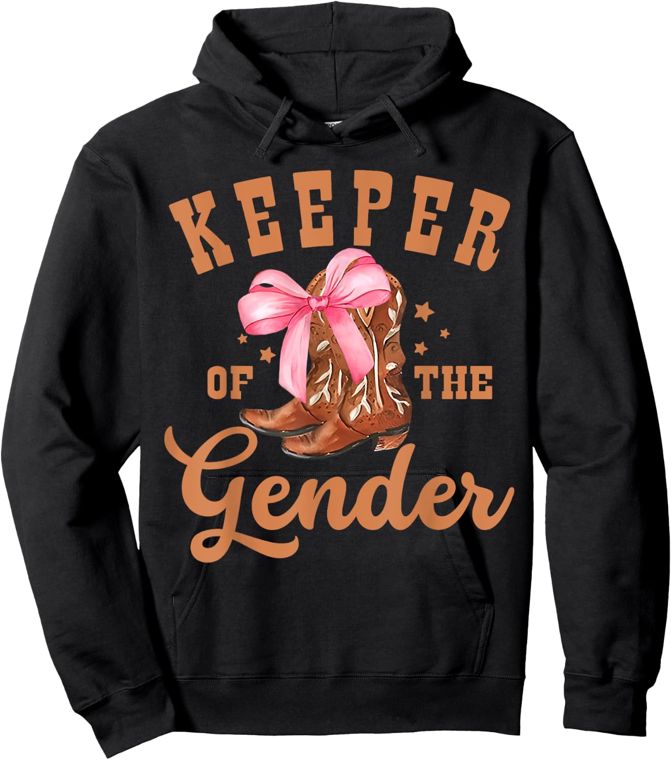 Keeper of The Gender Bow Or Cowboy Boot Gender Reveal Hoodie - Hoodie | Black
