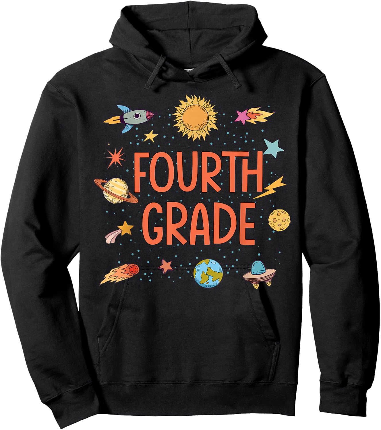 Fourth Grade Rocket Blast Off Outer Space Teacher Hoodie - Hoodie | Black