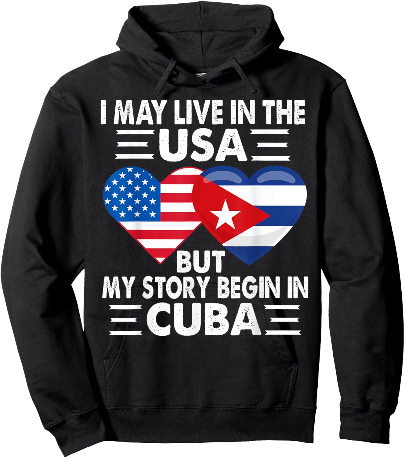 My Story Began In Cuba American Cuban Heart Flag Patriotic Hoodie - Hoodie | Black