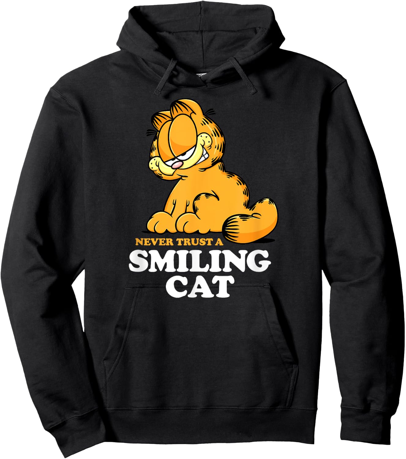 Garfield - Never Trust A Smiling Cat Sarcastic Graphic Hoodie - Hoodie | Black