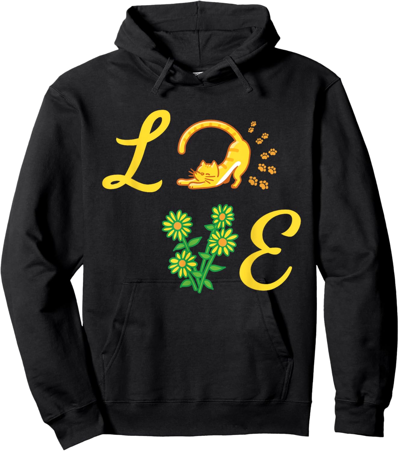 Sunflower Love Flora Cat Kitten Bouquet Florists Women Kids Hoodie - Hoodie | Black