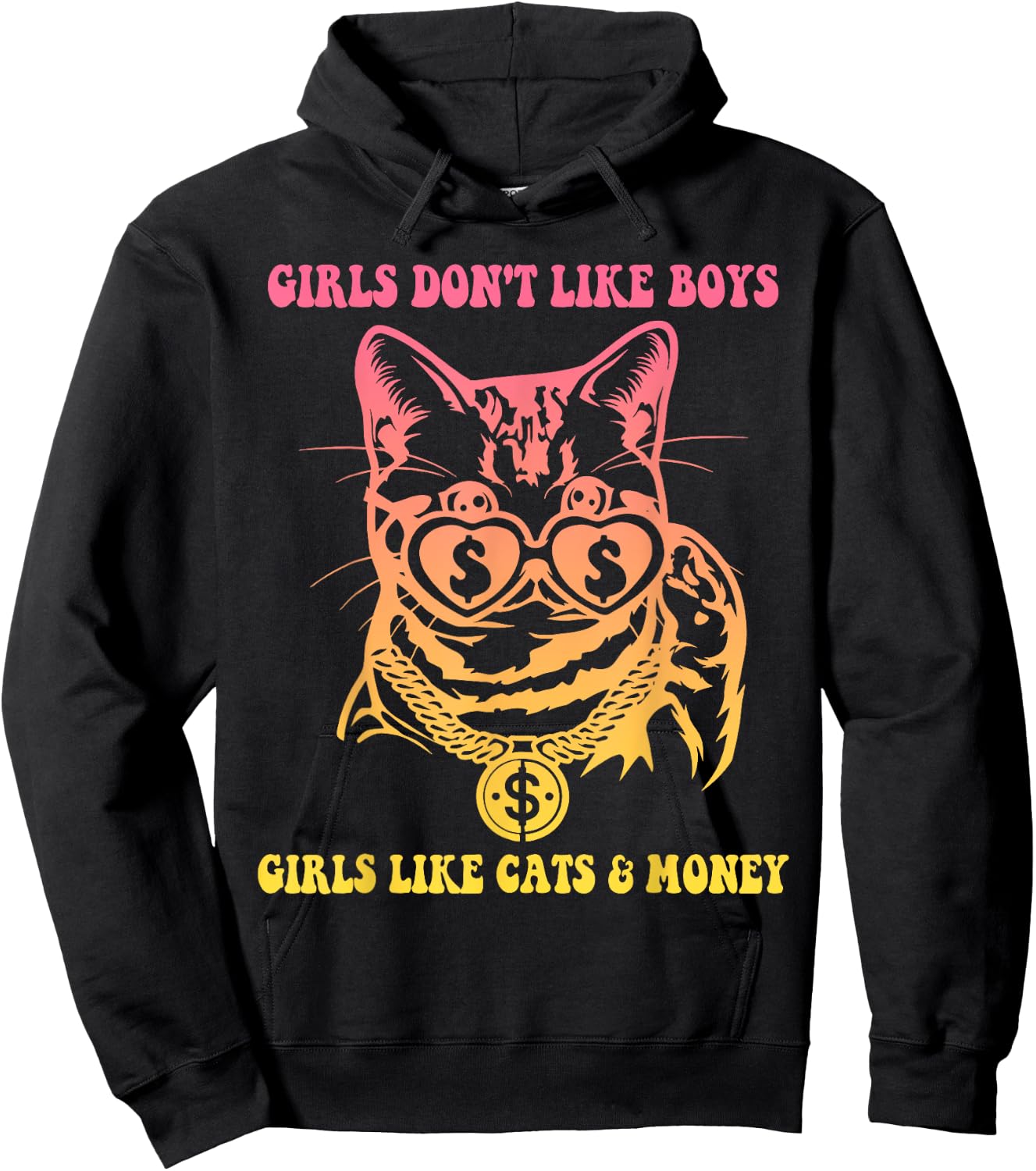 Girls Don't Like Boys Girls Like Cats & Money Hoodie - Hoodie | Black