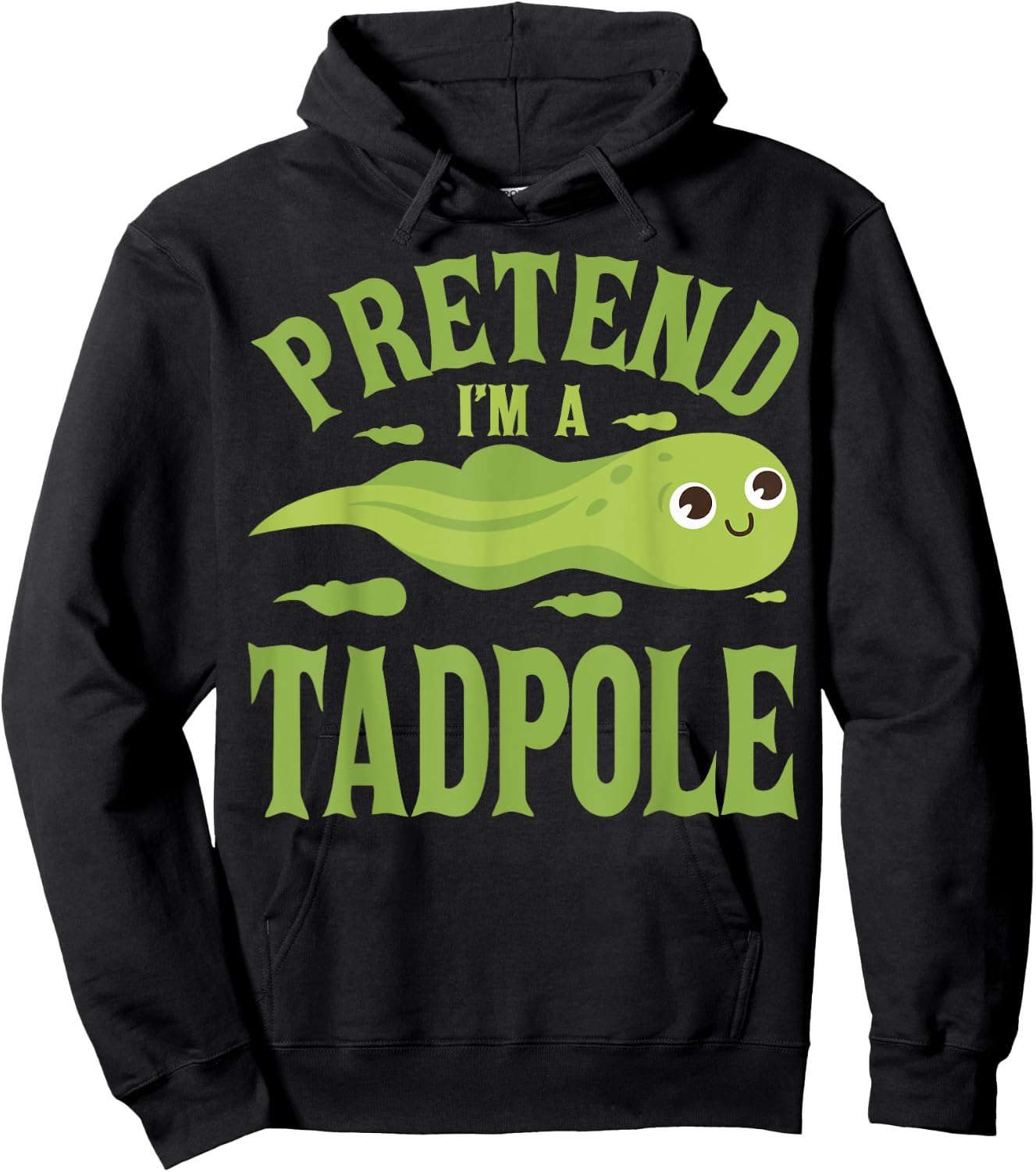 Pretend Tadpole Costume Amphibian Outfit Adult Black Medium Modern Cartoon Halloween Hoodie - Hoodie | Black