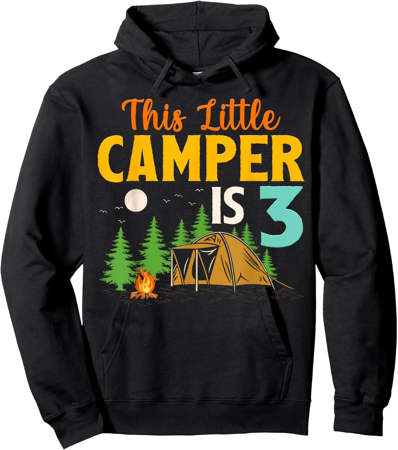 This Little Camper Is 3 Year Old Camping 3rd Birthday Camp Hoodie - Hoodie | Black