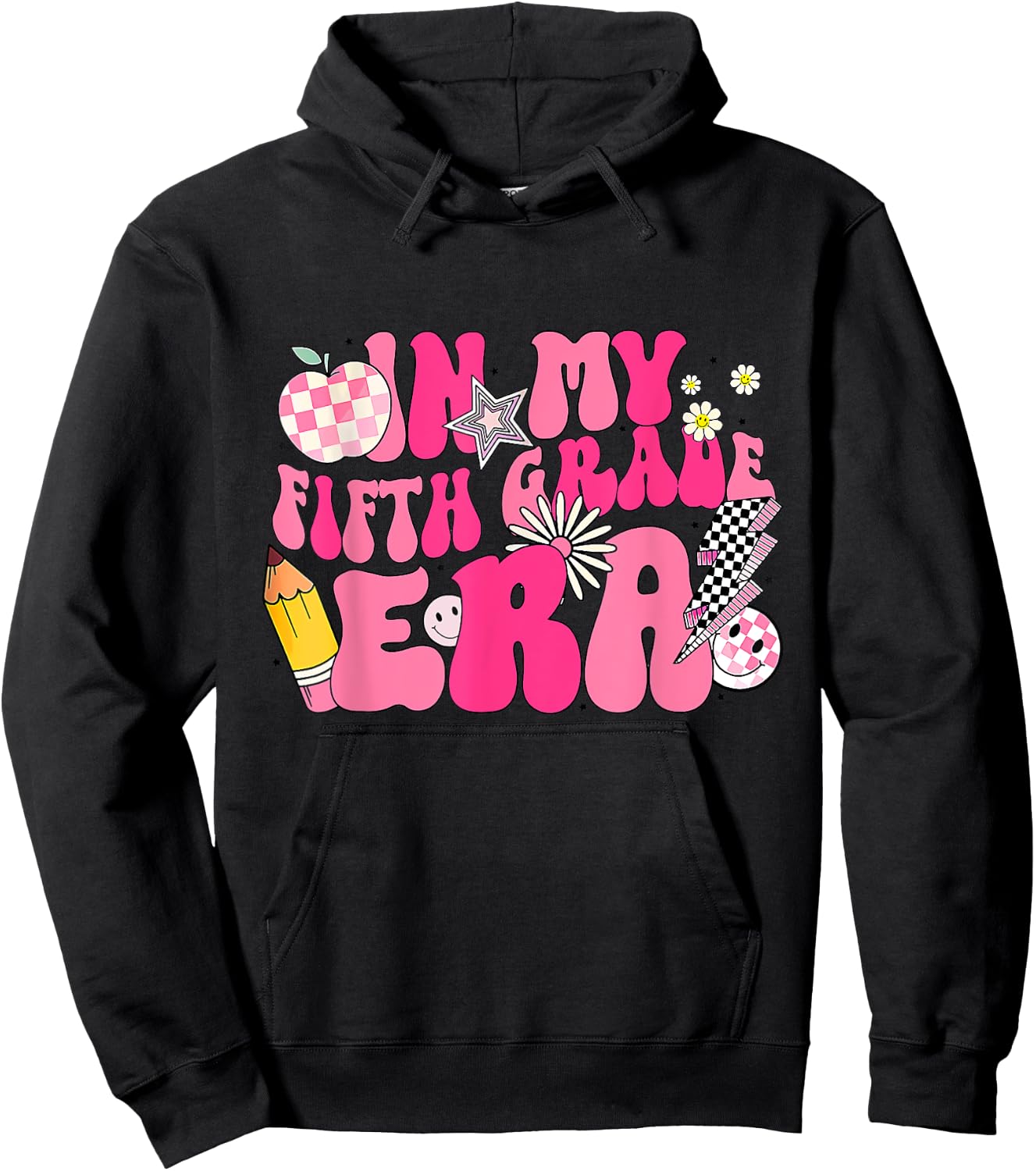 In My 5th Grade Era Groovy Last Day Of Fifth Grade Graduate Hoodie - Hoodie | Black