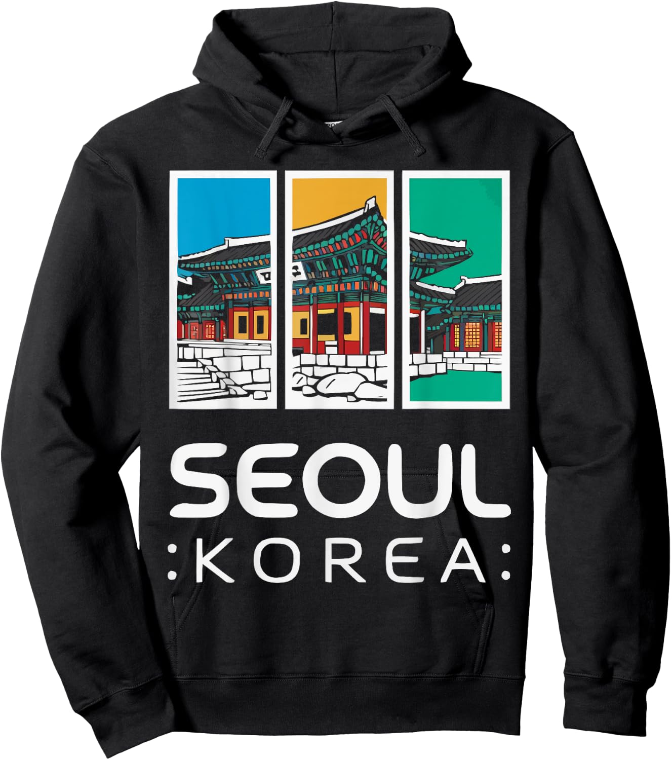 Seoul South Korea Travel Vacation Saranghae I Love Seoul Hoodie - Hoodie | Black