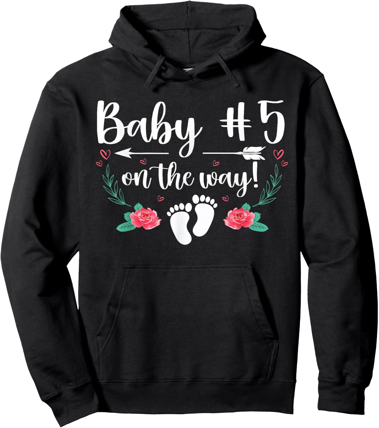 Baby Number 5 On The Way Pregnancy Gender Reveal Party Hoodie - Hoodie | Black
