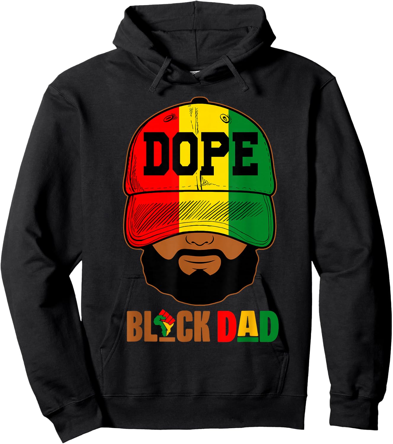 Black Father With Cap Dope Black Dad Father's Day Juneteenth Hoodie - Hoodie | Black