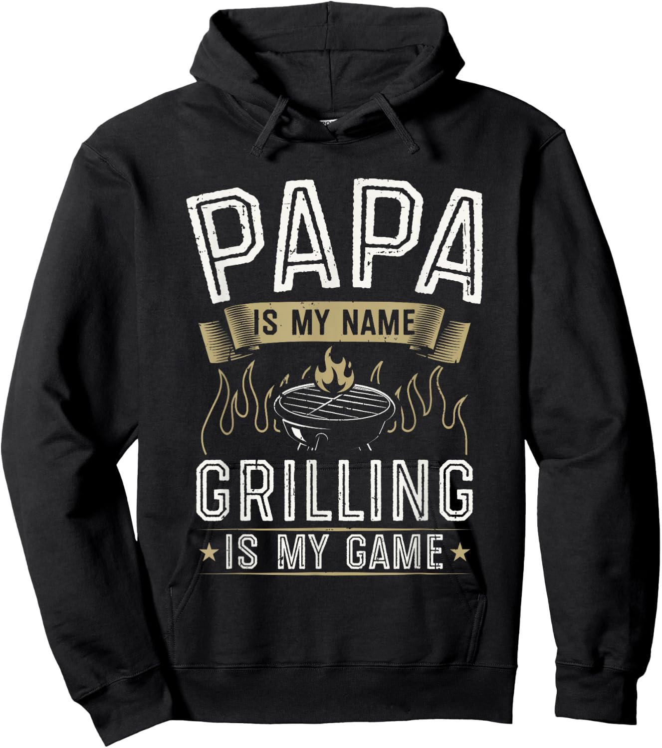 Papa Is My Name Grilling Is My Game Funny Barbecue BBQ Hoodie - Hoodie | Black
