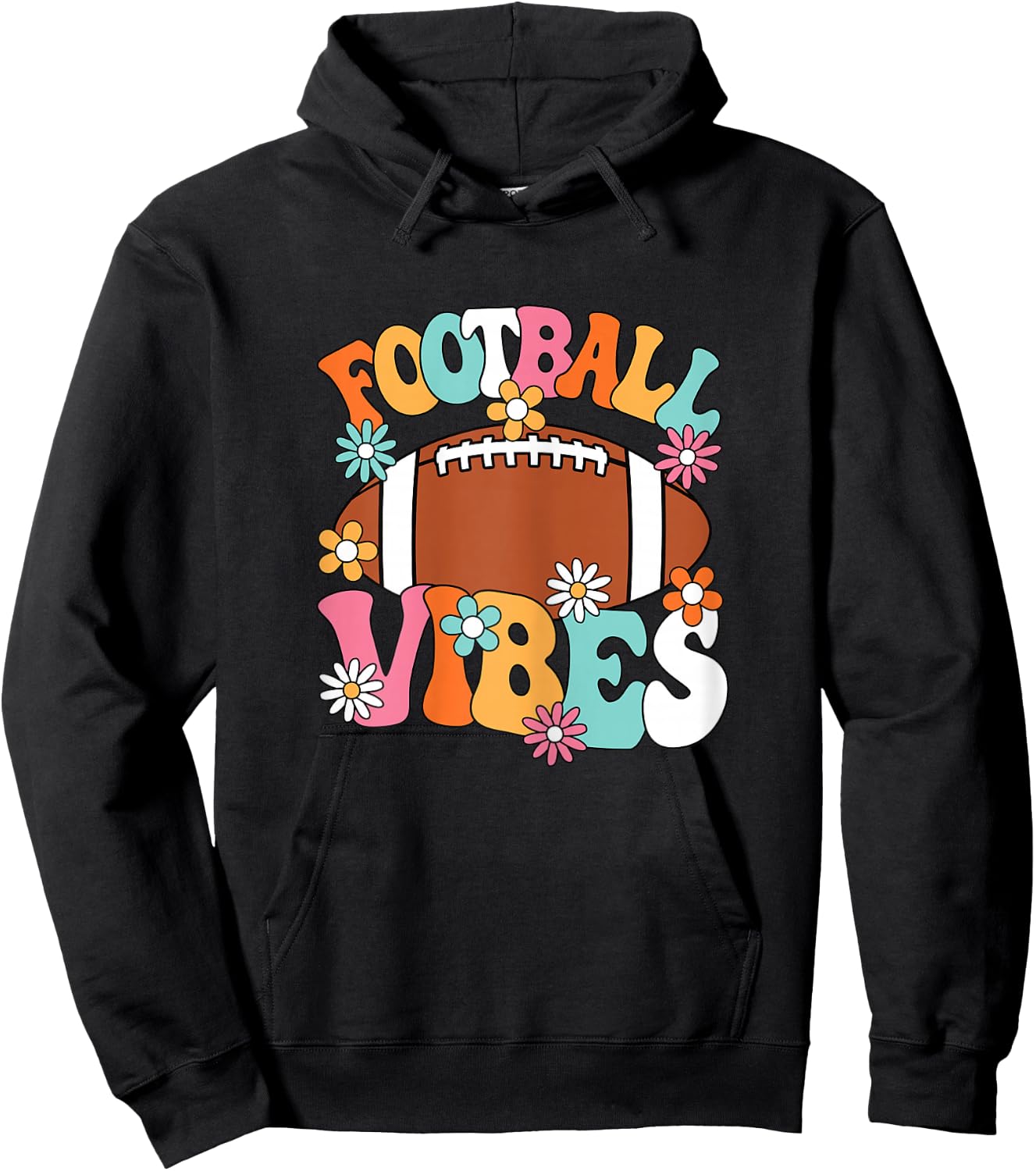 Football Vibes American Football Player Groovy Women Girls Hoodie - Hoodie | Black