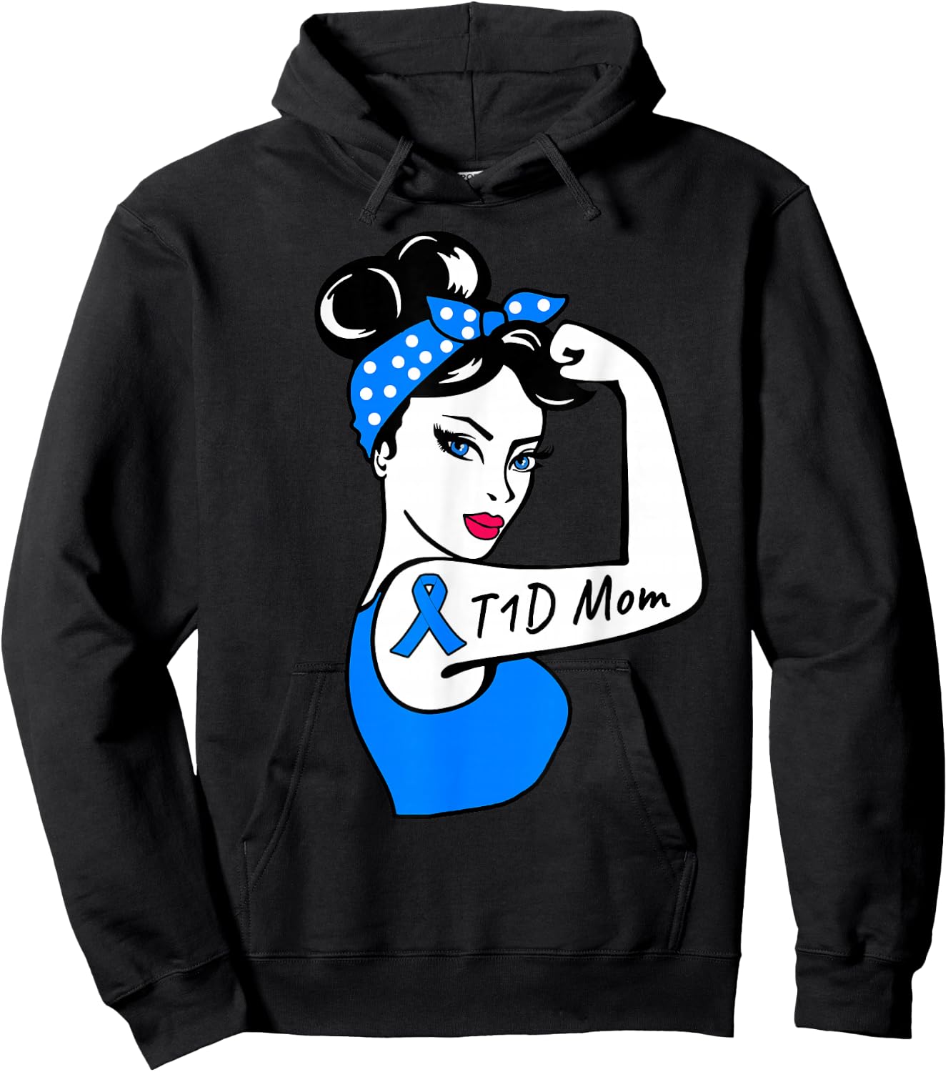 T1D Mom Shirt Type 1 Mom Diabetes Awareness Hoodie - Hoodie | Black