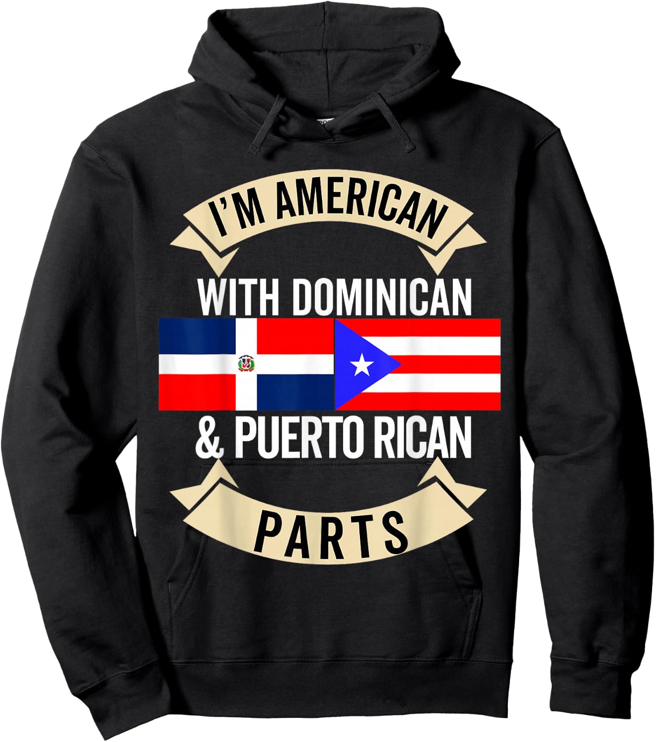 Half Dominican Half Puerto Rican Flag Domirican DomiBori Hoodie - Hoodie | Black