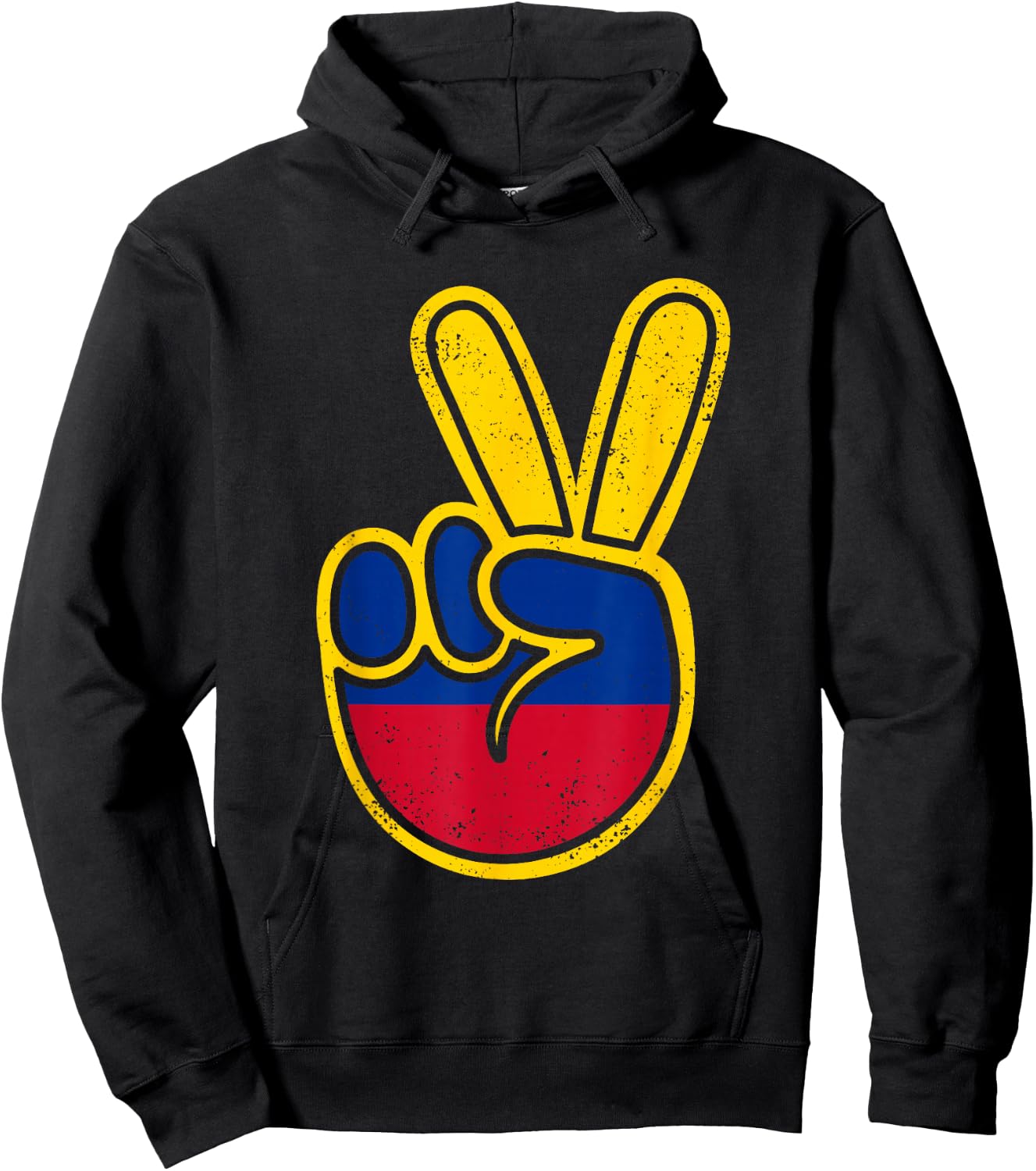 Colombia Flag Peace Sign Funny Retro Vintage Boys Colombian Hoodie - Hoodie | Black