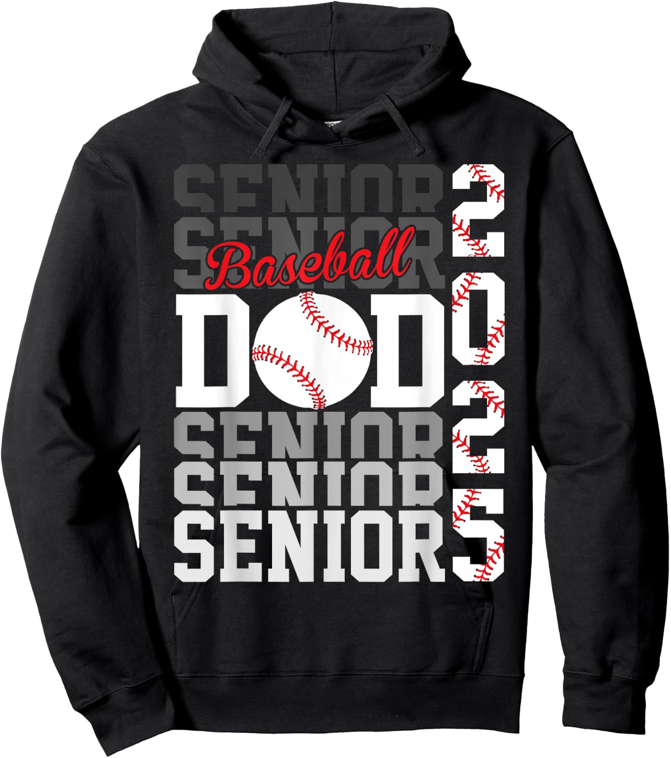 Baseball Senior Dad Class of 2025 Graduate Graduation Hoodie - Hoodie | Black