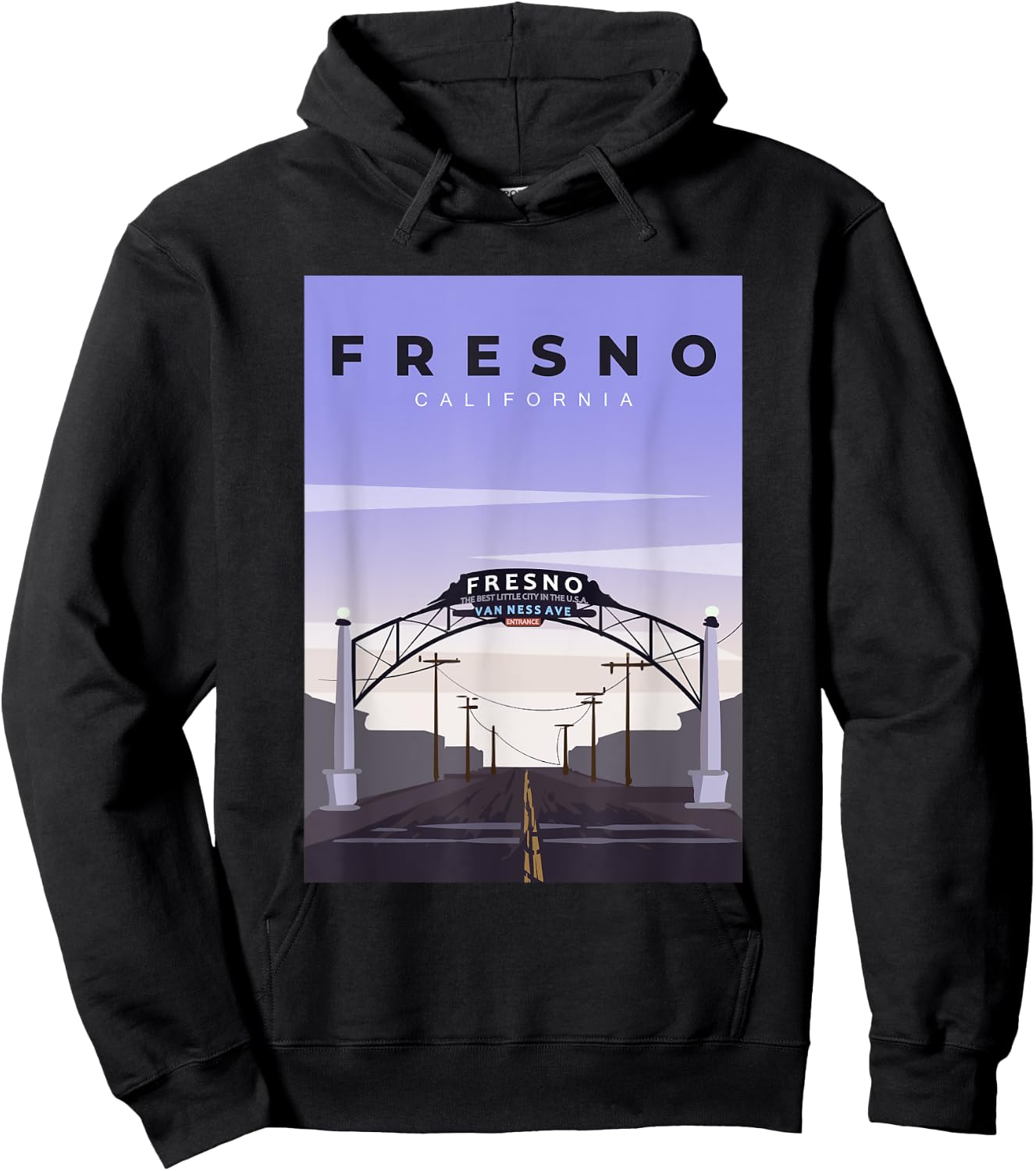 Fresno Welcome Arch Fresno California Souvenir Hoodie - Hoodie | Black