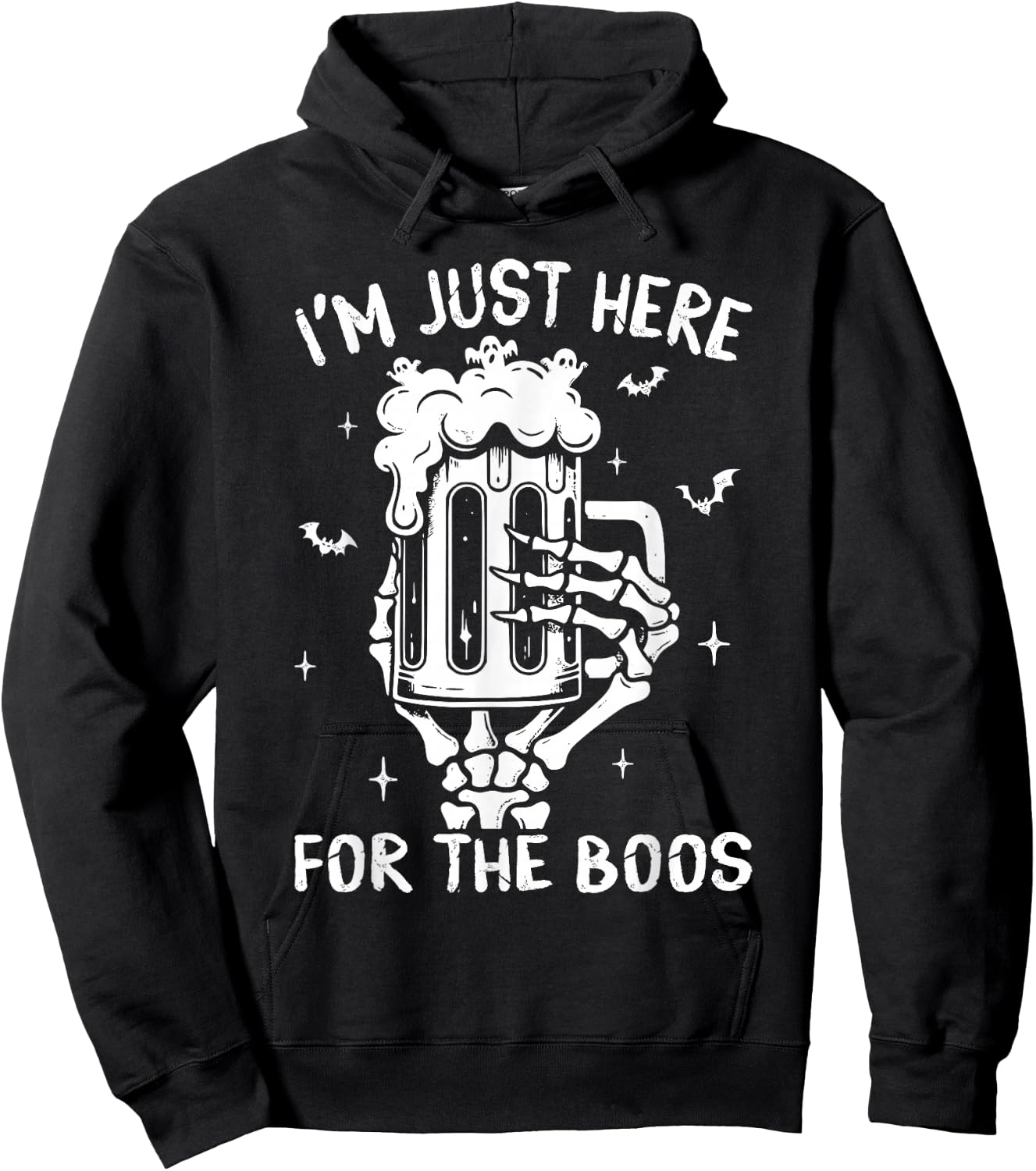 I'm Just Here For The Boos Skeleton Funny Halloween Costume Hoodie - Hoodie | Black