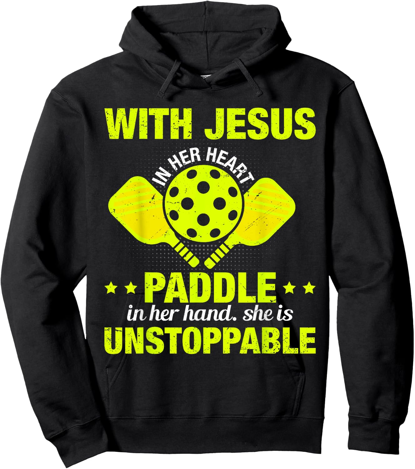Christian Pickleball Girl Women Religious Jesus Pickleball Hoodie - Hoodie | Black
