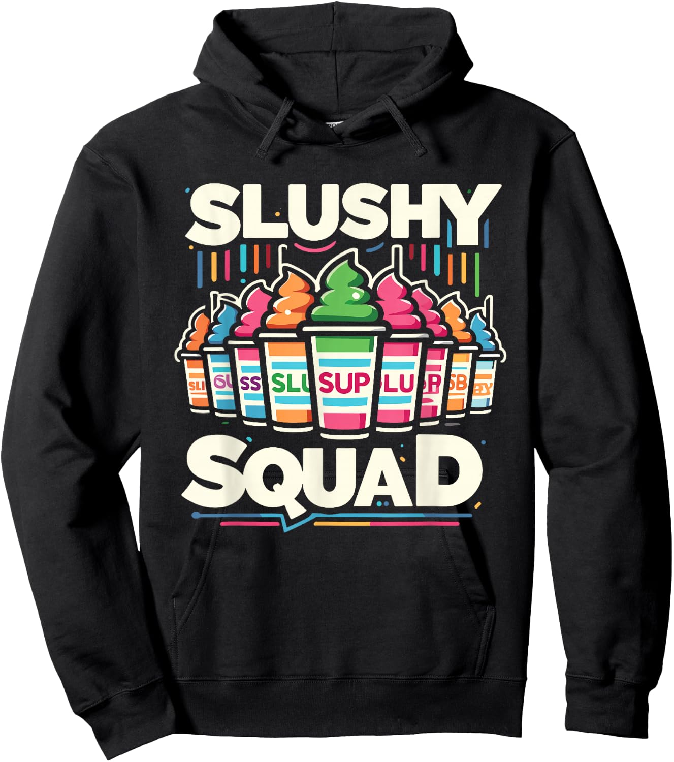 Slushy Squad Retro Rainbow Line-Up Hoodie - Hoodie | Black