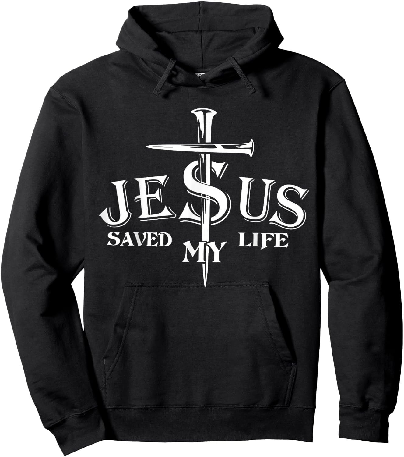 Jesus Cross Christ Saved My Life Quote Saying Christian Hoodie - Hoodie | Black