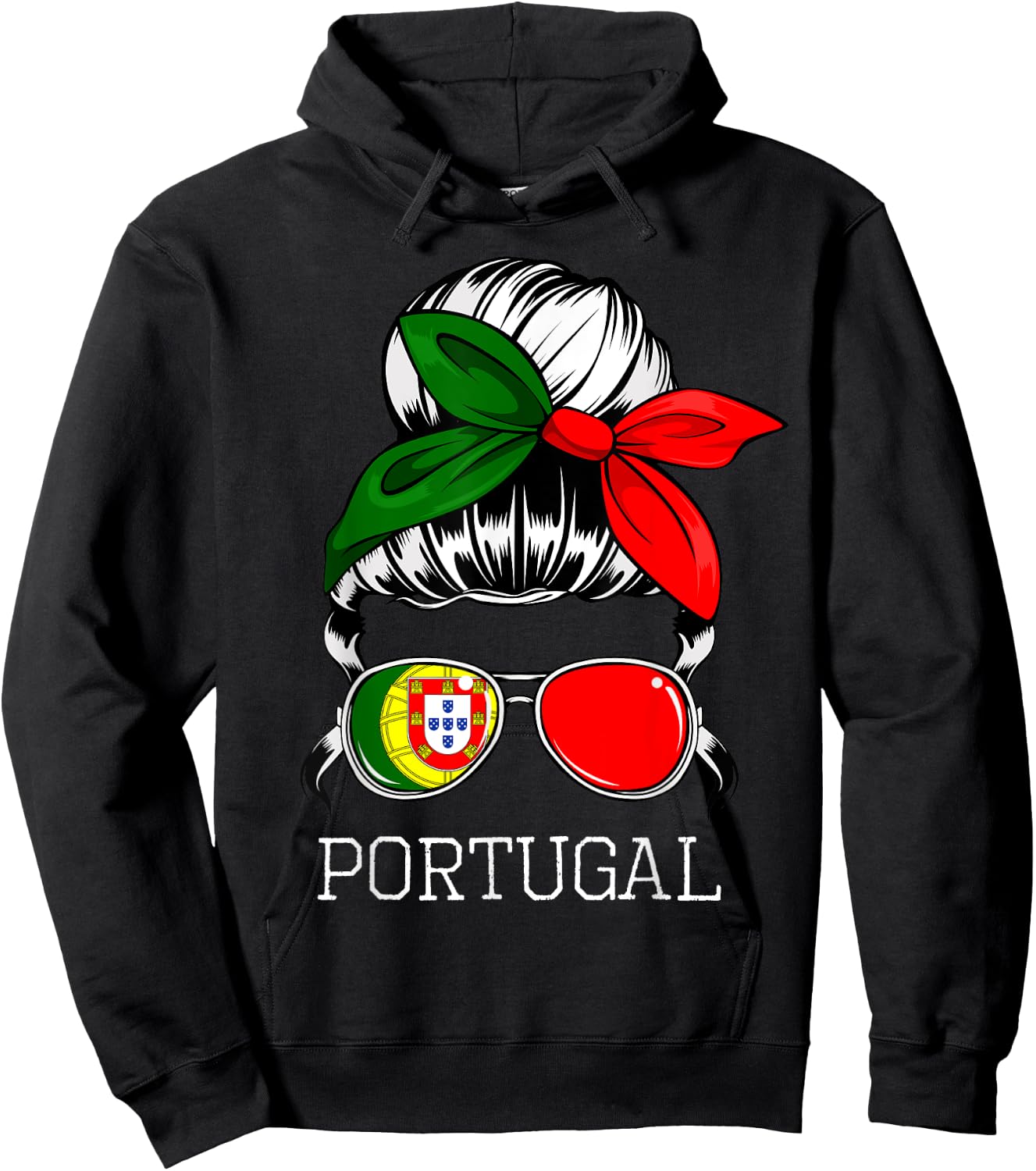 Portuguese Girl Portugal Woman Proud Portugal Flag Bandana Hoodie - Hoodie | Black