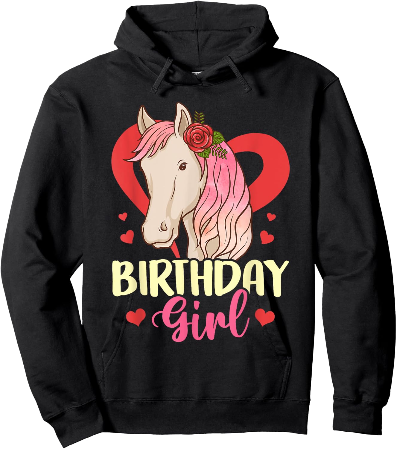 Birthday Girl Horse Party Gift Family Hoodie - Hoodie | Black