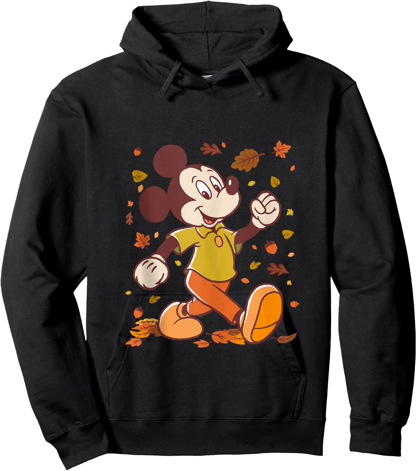 Disney Mickey Mouse Strolling Through Autumn Leaves Fall Hoodie - Hoodie | Black