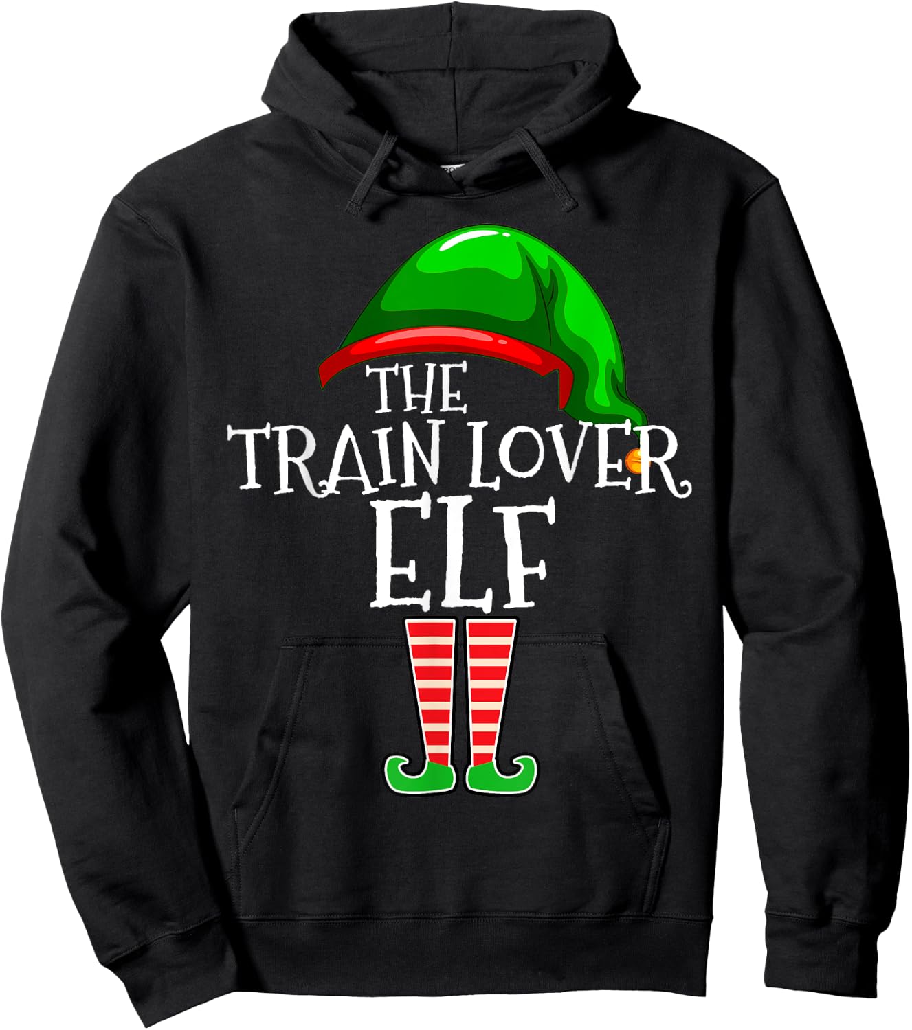 Train Lover Elf Family Group Matching Christmas Gift Squad Hoodie - Hoodie | Black