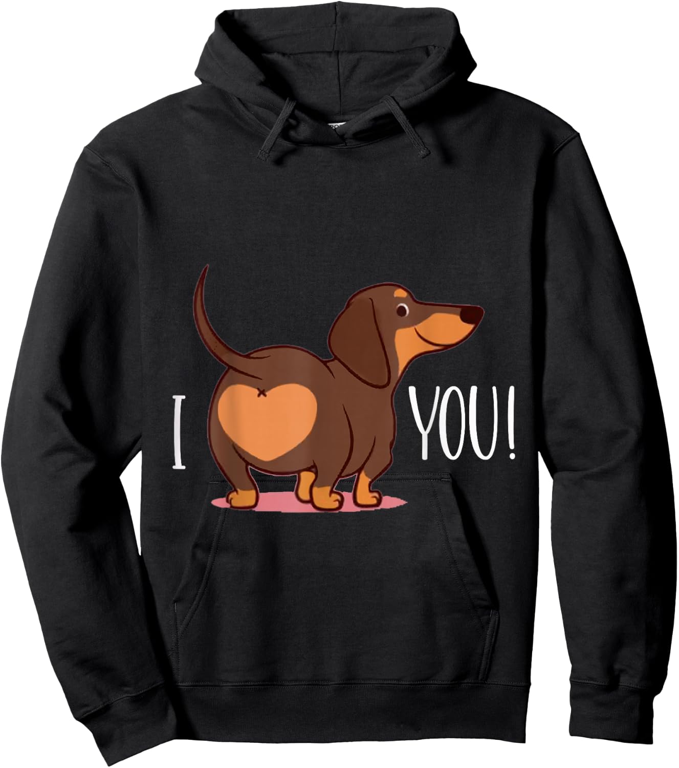 Cute Puppy Dog Lovers I Love Dachshunds Heart Hoodie - Hoodie | Black