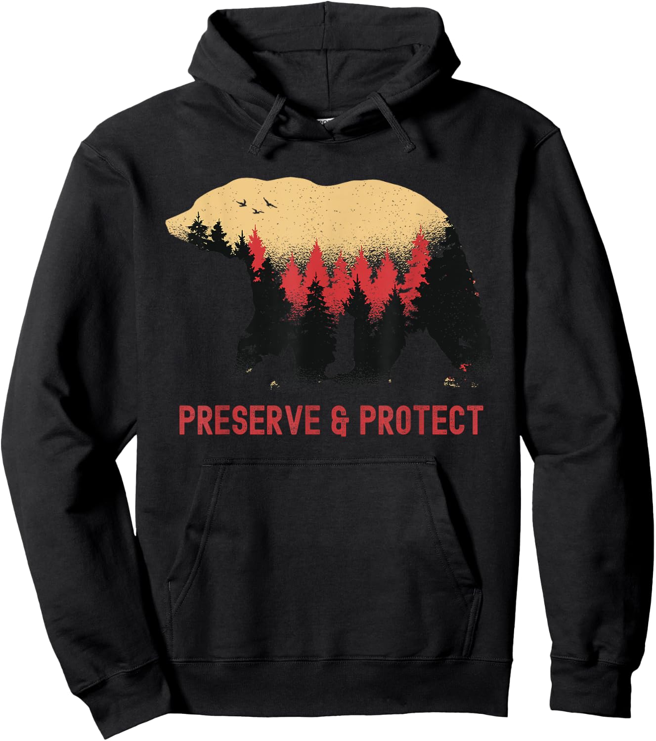 Earth Day Preserve and Protect Vintage National Park Bear Hoodie - Hoodie | Black