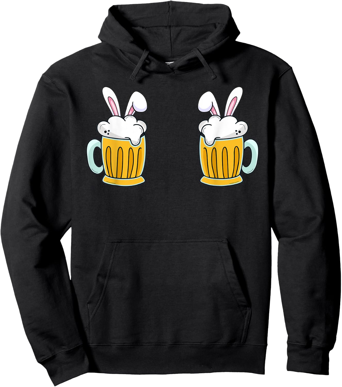 Easter Day Bunny Beer Mug Boobs Funny Drinking Party Hoodie - Hoodie | Black