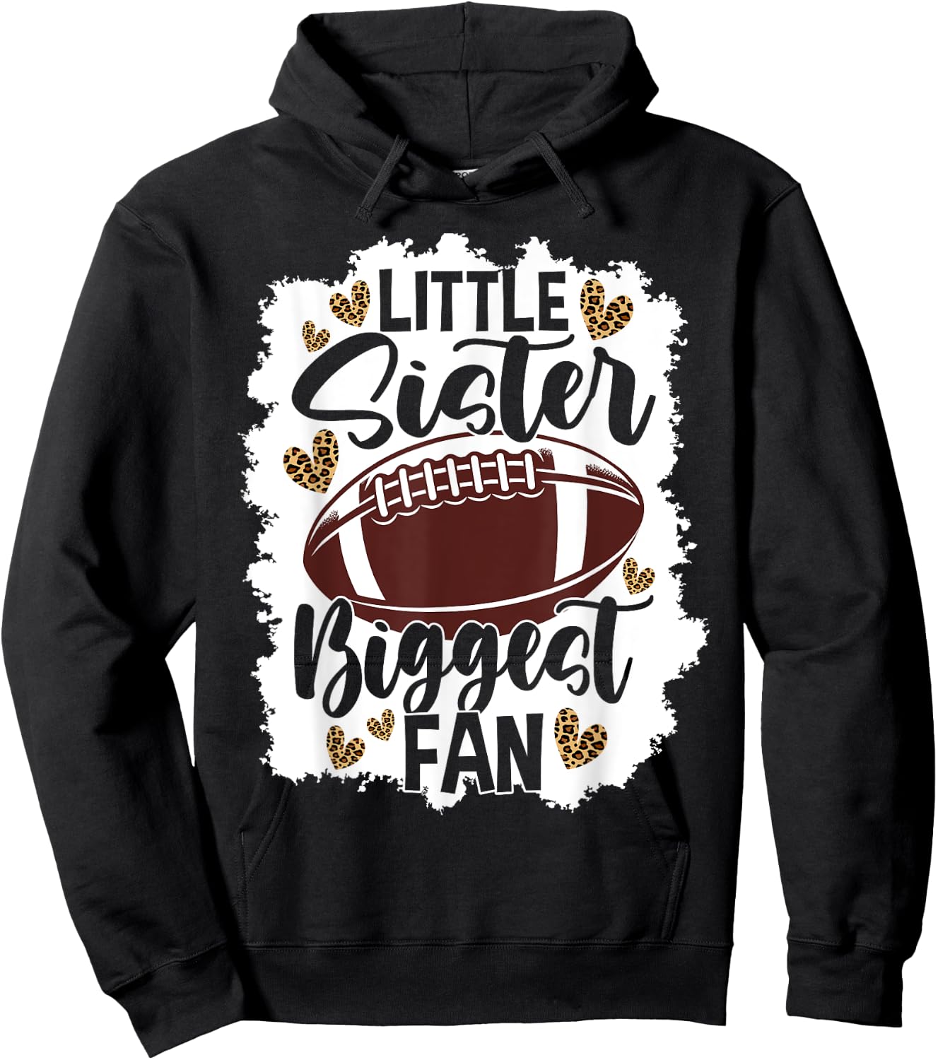 Football Little Sister Biggest Fan Football Sister Hoodie - Hoodie | Black