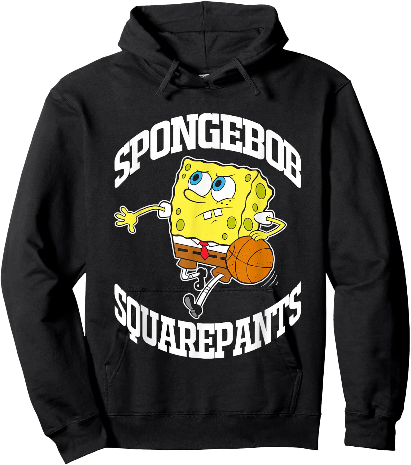 SpongeBob SquarePants Playing Basketball White Logo Hoodie - Hoodie | Black