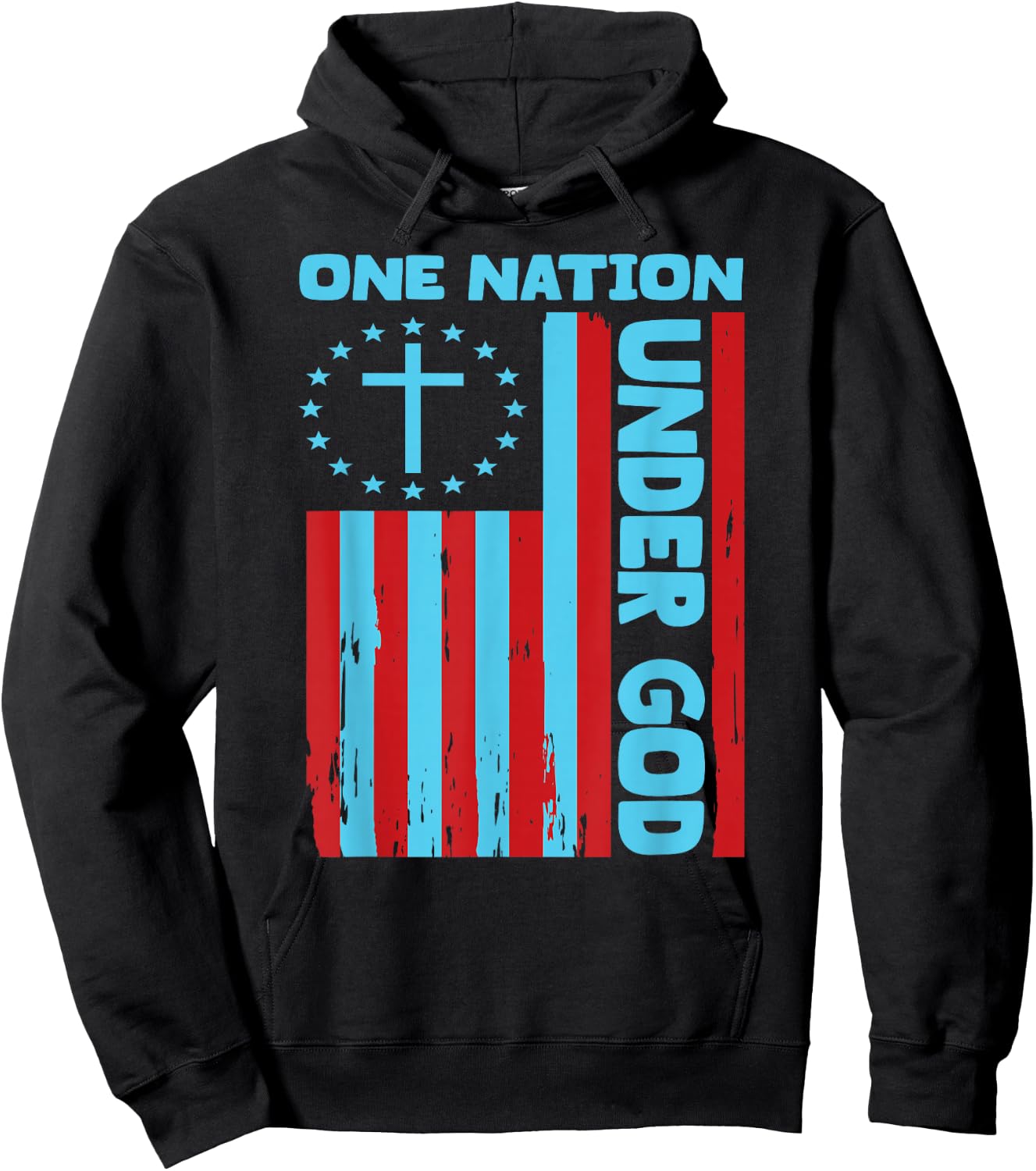 4th Of July Patriotic Christian Flag One Nation Under God Hoodie - Hoodie | Black