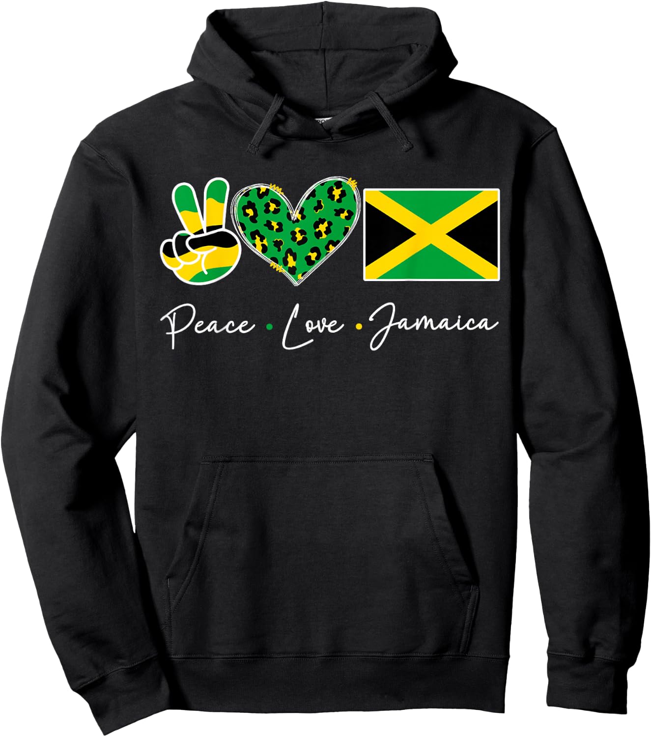 Peace love Jamaica Flag Jamaican Men Women Kids Jamaica Flag Hoodie - Hoodie | Black