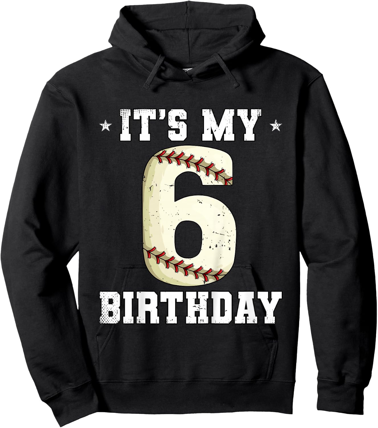 Kids 6th Birthday Baseball Hoodie - Hoodie | Black