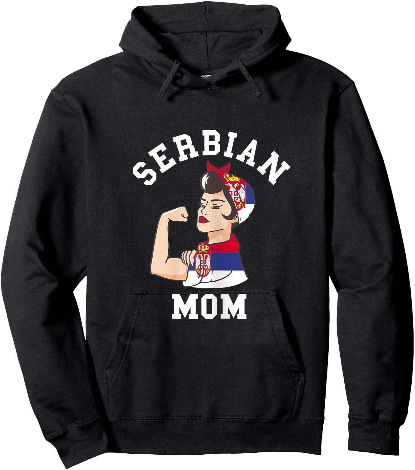 Serbian Mom Serbia Flag Mama Pride Roots Mother Hoodie - Hoodie | Black