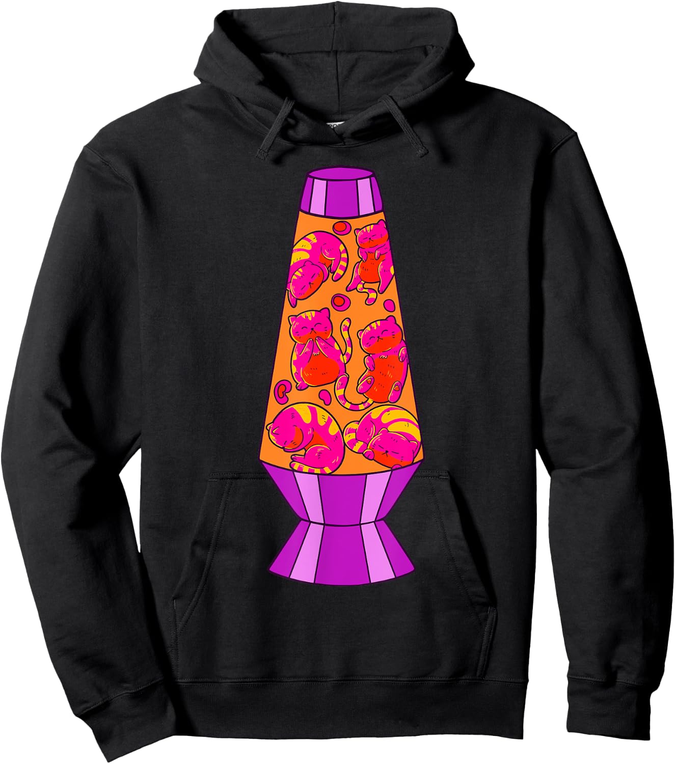 Cute Cats In Lava Lamp Retro 80s Psychedelic Purple Hoodie - Hoodie | Black