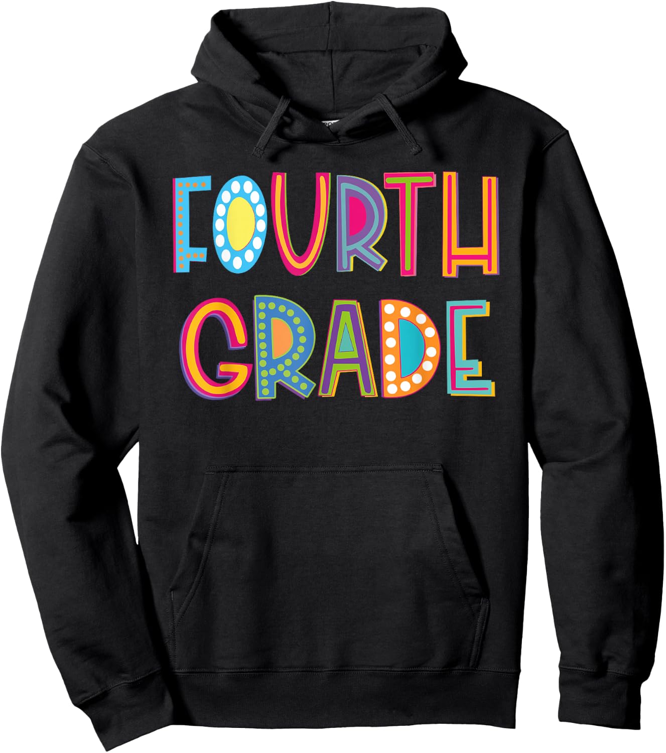 Cute Polka Dot Fourth Grade 4th Grade School Teacher Kids Hoodie - Hoodie | Black