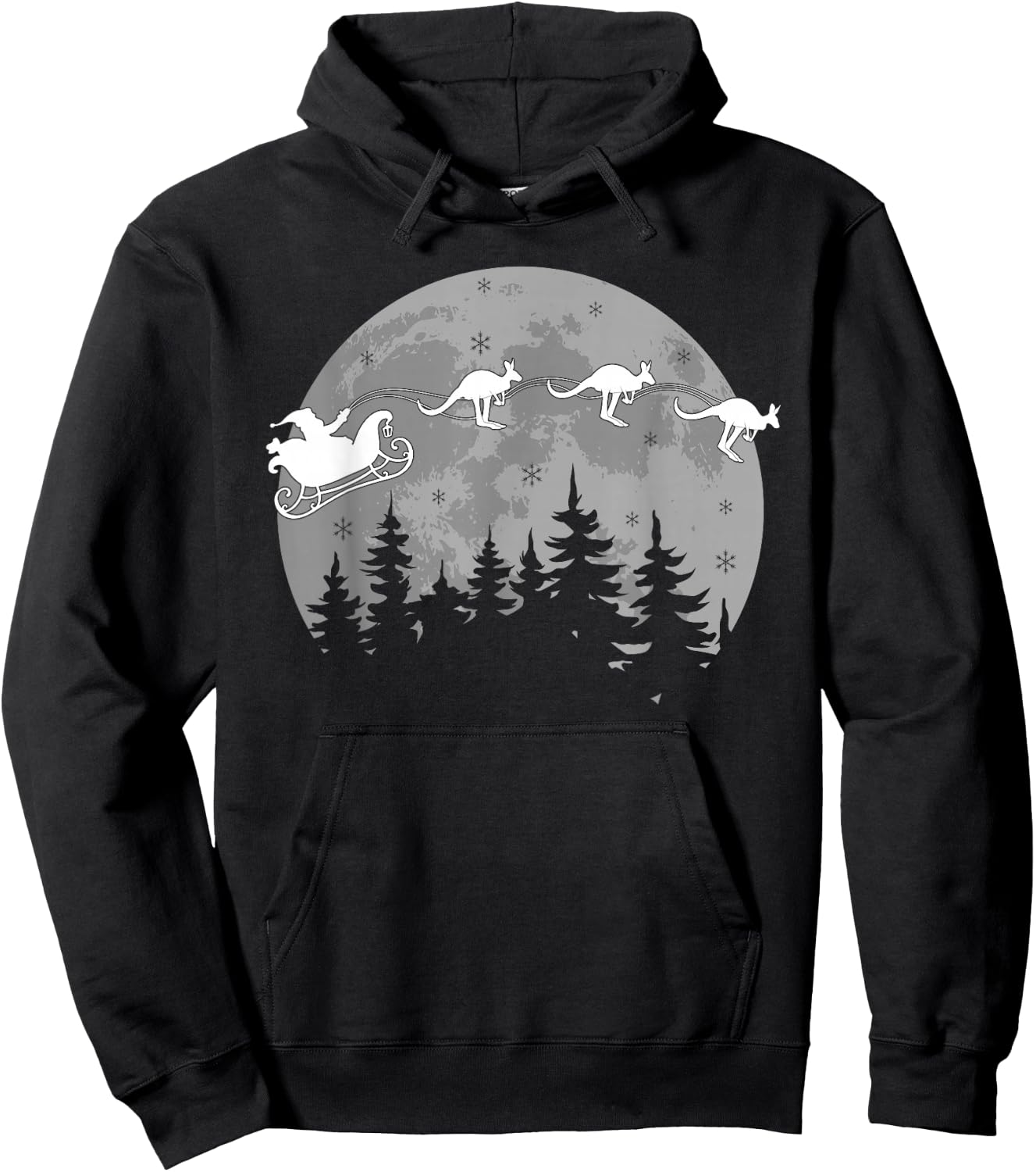Cute Australia Kangaroo Santa Sleigh Aussie Christmas Hoodie - Hoodie | Black